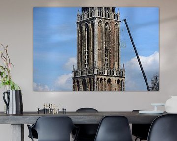Removal of clock faces Dom tower in Utrecht