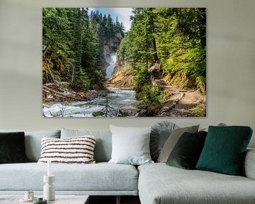 Wandelpad naar de waterval, Bear Creek Falls, Canada