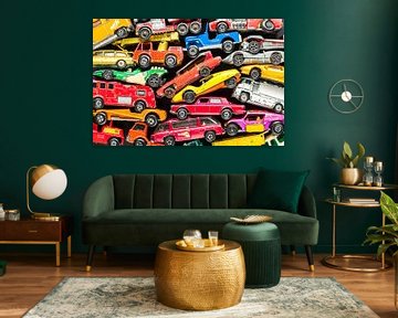 Stack of colourful toy cars by Wijnand Loven
