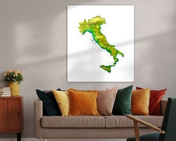 Italië | Landkaart in Aquarel | Schilderij van WereldkaartenShop