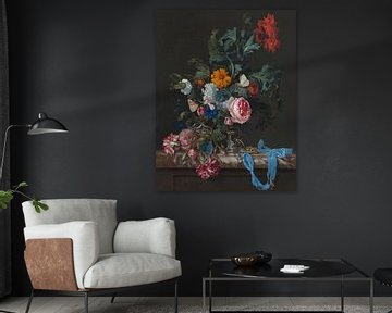 Flower Still Life with a Timepiece, Willem van Aelst
