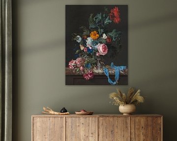 Blumenstillleben mit Uhr, Willem van Aelst