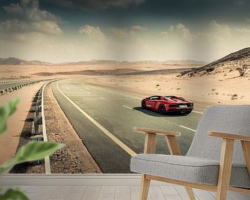 Lamborghini Aventador S Roadster vs Desert roads I by Dennis Wierenga