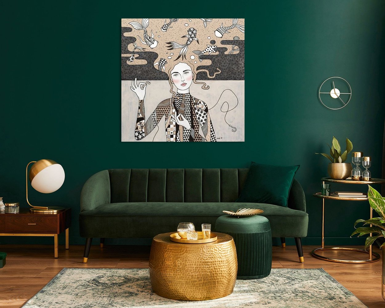 Voorbeeld van het werk in een kamer