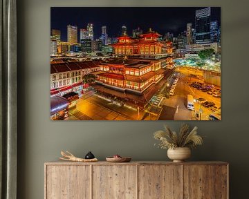 Singapore Skyline and Buddha Tooth Relic Temple - 2 by Tux Photography