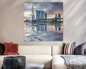 Réflexion de l'eau Pont Erasmus Rotterdam sur Frans Blok
