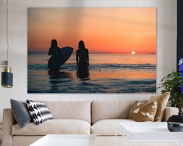 Surfen Domburg zonsondergang 2 van Andy Troy