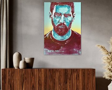 Lionel Messi, (FC Barcalona) schilderij van Jos Hoppenbrouwers