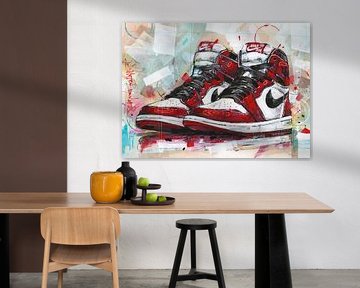 Nike Air Jordan retro 1 Chicago schilderij van Jos Hoppenbrouwers