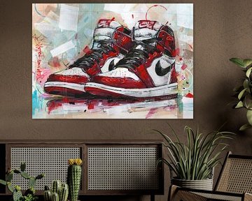 Nike Air Jordan retro 1 Chicago schilderij van Jos Hoppenbrouwers
