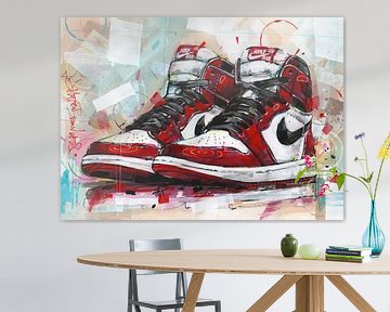 Nike Air Jordan retro 1 Chicago painting by Jos Hoppenbrouwers