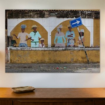 muurschildering in een straat in willemstad op curacao von Frans Versteden