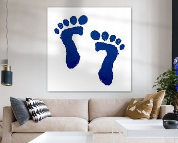 Blaue Babyfüße drucken (Acrylmalerei Babyzimmer Junge Geburt süßes Kinderzimmer niedlich ) von Natalie Bruns
