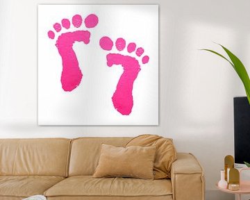Rosa Babyfüße drucken (Acrylmalerei Babyzimmer Mädchen Geburt süß schön Kinderzimmer niedlich von Natalie Bruns