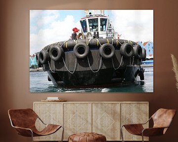 sleepboot in de haven van willemstad curacao van Frans Versteden