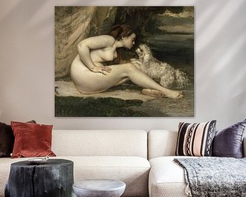 Nackte Frau mit Hund, Gustave Courbet