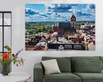 View to the hanseatic town Rostock, Germany