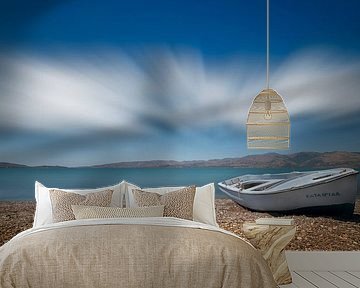 Little boat with clouds by Pieter van Roijen