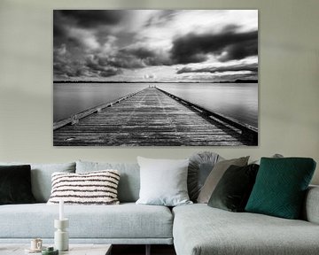 Nederlands landschap in zwart/Wit, Huizen, Gooimeer van Mark de Weger