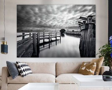 Paysage hollandais en noir / blanc. Eemmeer sur Mark de Weger