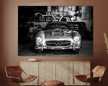 Mercedes 300 SL Coupé in black and white