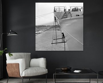 Painters on a ship's jetty by Dordrecht van Vroeger