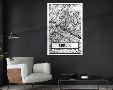 Berlin – City Map Design Stadtplan Karte (Retro) von ViaMapia