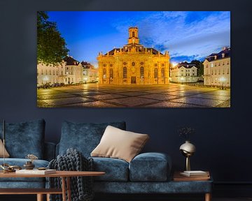 Ludwigskirche à Sarrebruck le soir sur Werner Dieterich