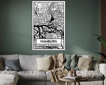 Hamburg - Stadsplattegrond ontwerp stadsplattegrond (Retro)