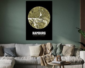 Hamburg - Stadsplattegrond ontwerp stadsplattegrond (Grunge)