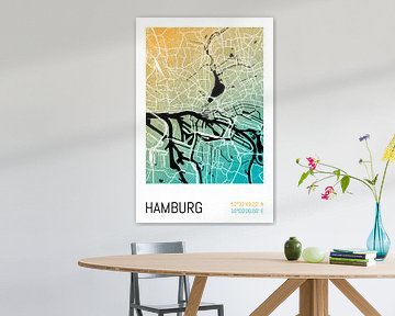 Hamburg – City Map Design Stadtplan Karte (Farbverlauf)