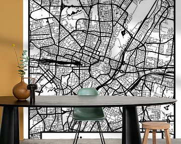 München – City Map Design Stadtplan Karte (Retro) von ViaMapia