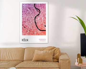 Köln – City Map Design Stadtplan Karte (Farbverlauf)