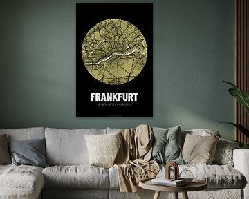 Frankfurt – City Map Design Stadtplan Karte (Grunge)
