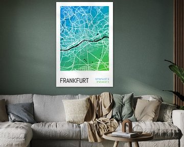 Frankfurt – City Map Design Stadtplan Karte (Farbverlauf)
