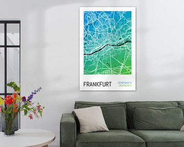 Frankfurt - Stadsplattegrondontwerp Stadsplattegrond (kleurverloop)