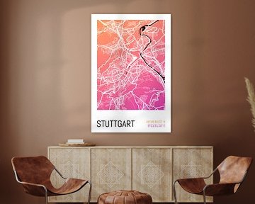Stuttgart – City Map Design Stadtplan Karte (Farbverlauf)