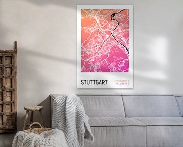 Stuttgart - Stadsplattegrondontwerp Stadsplattegrond (kleurverloop)