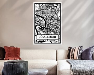 Düsseldorf - Stadsplattegrond ontwerp stadsplattegrond (Retro)