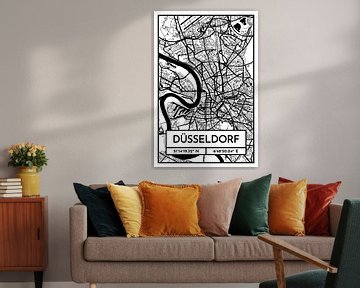 Düsseldorf – City Map Design Stadtplan Karte (Retro) von ViaMapia