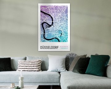 Düsseldorf – City Map Design Stadtplan Karte (Farbverlauf) von ViaMapia