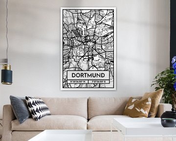 Dortmund – City Map Design Stadtplan Karte (Retro)