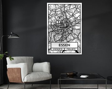 Essen – City Map Design Stadtplan Karte (Retro)