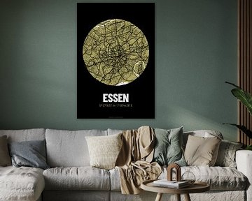 Essen – City Map Design Stadtplan Karte (Grunge)