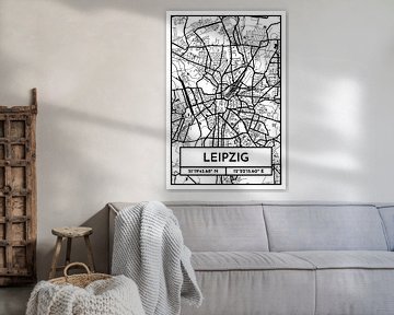 Leipzig – City Map Design Stadtplan Karte (Retro) von ViaMapia