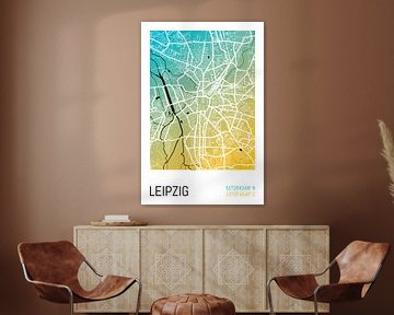 Leipzig - Stadsplattegrondontwerp Stadsplattegrond (kleurverloop) van ViaMapia