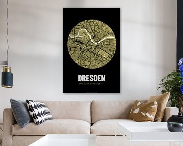 Dresden – City Map Design Stadtplan Karte (Grunge) von ViaMapia