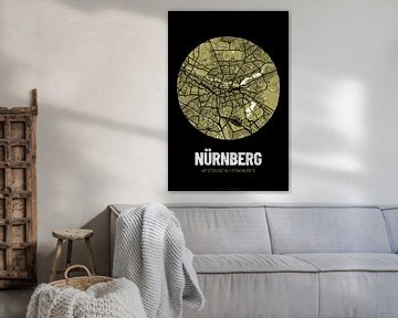 Nürnberg – City Map Design Stadtplan Karte (Grunge) von ViaMapia