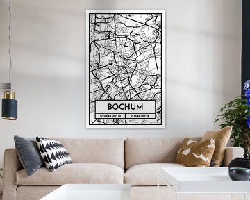 Bochum – City Map Design Stadtplan Karte (Retro)