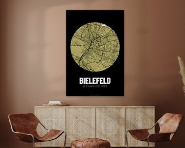 Bielefeld - Stadsplattegrondontwerp Stadsplattegrond (Grunge) van ViaMapia